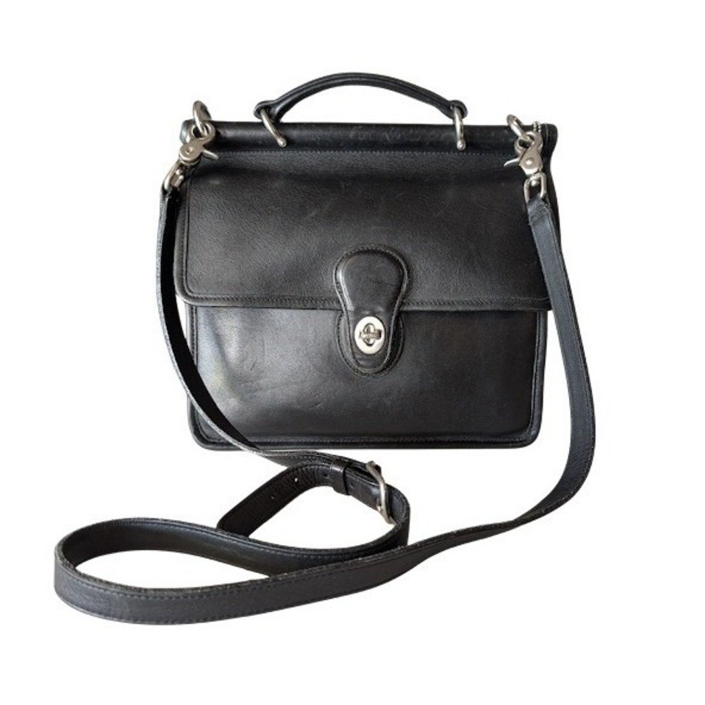 Coach Willis 9927 Black Leather Crossbody Bag Vintage Top Handle Satchel